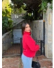 Kırmızı Dik Yaka Zra Trençkot