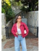 Kırmızı Mini Ekoseli Paraşüt Ceket