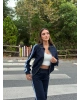 Koyu Mavi Denim Şeritli Takım