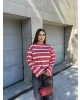Kırmızı Kalın Çizgili Sweatshırt
