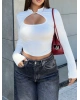 Beyaz Damla Dekolteli Crop