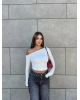 Beyaz Omuz Dekolteli Crop