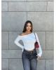 Beyaz Omuz Dekolteli Crop