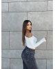 Beyaz Omuz Dekolteli Crop