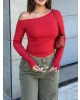 Kırmızı Omuz Dekolteli Crop