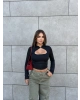 Siyah Damla Dekolteli Crop