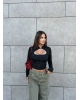 Siyah Damla Dekolteli Crop