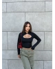 Siyah Damla Dekolteli Crop