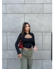 Siyah Damla Dekolteli Crop