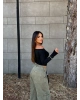 Siyah Omuz Dekolteli Crop