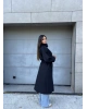 Siyah Dik Yaka Premium Trençkot