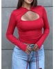 Kırmızı Damla Dekolteli Crop