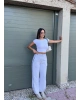 Gri Şeritli Barrel Fit Eşofman Altı