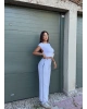 Gri Şeritli Barrel Fit Eşofman Altı