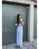 Gri Şeritli Barrel Fit Eşofman Altı