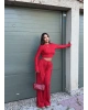 Kırmızı Dikiş Detay Alt Üst Takım