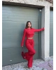 Kırmızı Dikiş Detay Alt Üst Takım