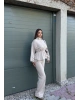Bej Beli Büzgülü Modal Alt Üst Takım