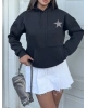 Siyah Taş İşlemeli Oversize Sweatshirt