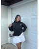 Siyah Taş İşlemeli Oversize Sweatshirt