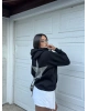 Siyah Taş İşlemeli Oversize Sweatshirt