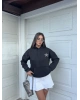 Siyah Taş İşlemeli Oversize Sweatshirt