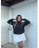 Siyah Taş İşlemeli Oversize Sweatshirt