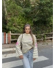 Sarı Çizgili Bisiklet Yaka Sweatshırt