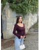 Mürdüm İspanyol Kol Volanlı Bluz