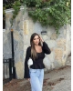 Siyah İspanyol Kol Volanlı Bluz