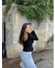 Siyah İspanyol Kol Volanlı Bluz