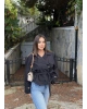 Siyah Kruvaze Yaka Araboy Trençkot