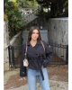 Siyah Kruvaze Yaka Araboy Trençkot