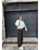 Kahverengi Beli Katlamalı Barrel Fit Eşofman