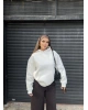 Beyaz Angel Taş İşlemeli Sweatshırt