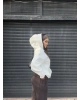Beyaz Angel Taş İşlemeli Sweatshırt