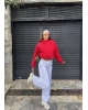 Gri Beli Katlamalı Barrel Fit Eşofman