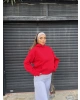 Kırmızı Angel Taş İşlemeli Sweatshırt