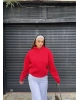 Kırmızı Angel Taş İşlemeli Sweatshırt