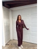 Bordo Jogger Pantolon Büstiyerli Hırka Takım