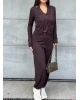 Bordo Jogger Pantolon Büstiyerli Hırka Takım