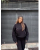 Siyah Angel Taş İşlemeli Sweatshırt