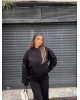 Siyah Angel Taş İşlemeli Sweatshırt
