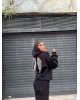 Siyah Angel Taş İşlemeli Sweatshırt