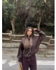 Kahverengi Kapüşonlu Yağmurluk