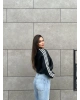 Siyah Şeritli Deri Kolej Ceket