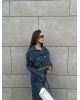 Mavi Yıkamalı Crop Ceket
