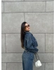 Mavi Yıkamalı Crop Ceket