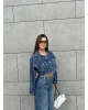 Mavi Yıkamalı Crop Ceket