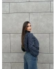 Lacivert Mini Ekoseli Bomber Ceket
